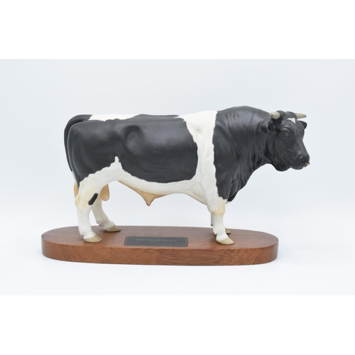 138 - Beswick matte Friesian Bull on wooden plinth: Connoisseur series