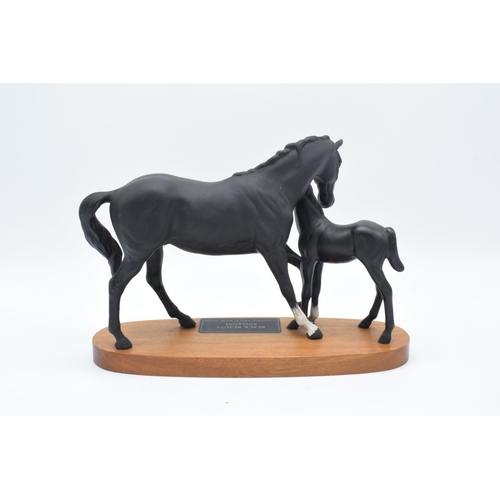 147 - Beswick Black Beauty and Foal: on wooden base