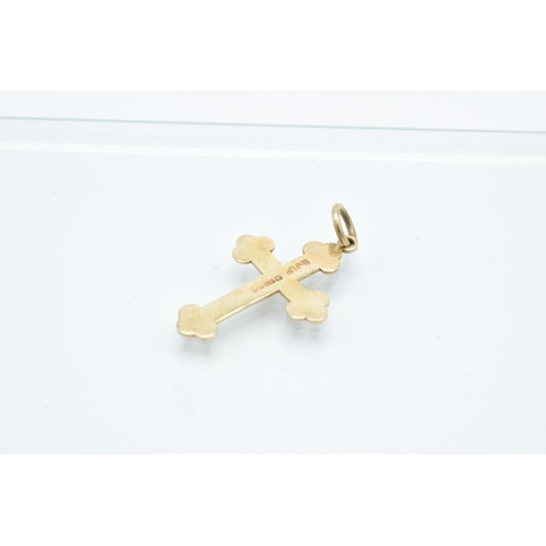 203 - Small 9ct gold crucifix : 0.6 grams