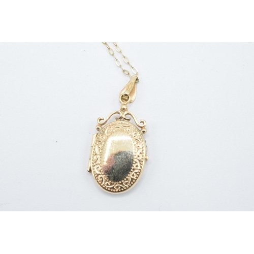 204 - 9ct gold chain and lockett/pendant : 2.0 grams