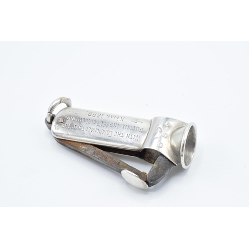 211 - Silver cigarette cutter with steel blades: engraved with presentation name