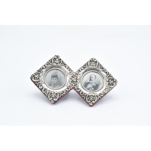 214 - Miniature Hallmarked silver double photo frame Chester 1900