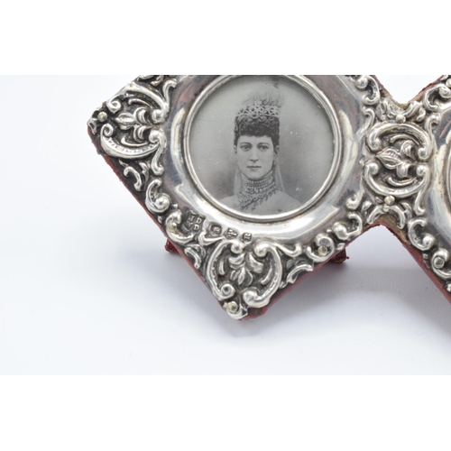 214 - Miniature Hallmarked silver double photo frame Chester 1900
