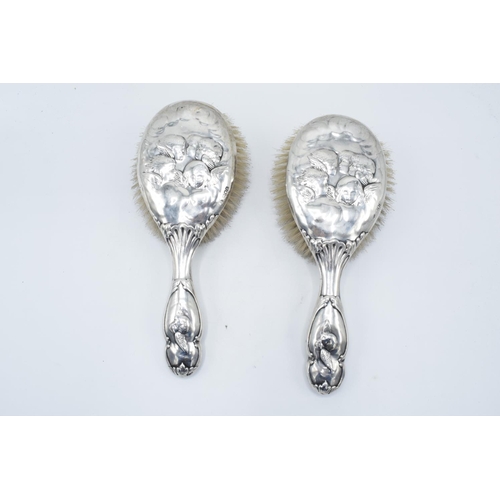 220 - Silver brushes with the Reynold's Angels design (London Circa 1901)