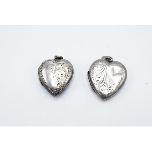 221 - 2 Silver heart shaped lockets: stamped silver