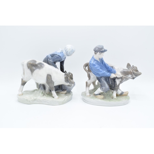 264 - Royal Copenhagen figures of Girl with Calf 779 and Boy with Calf 772 (2)