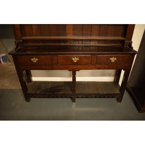 279 - 18th century oak Welsh dresser with 3 draws complete with top