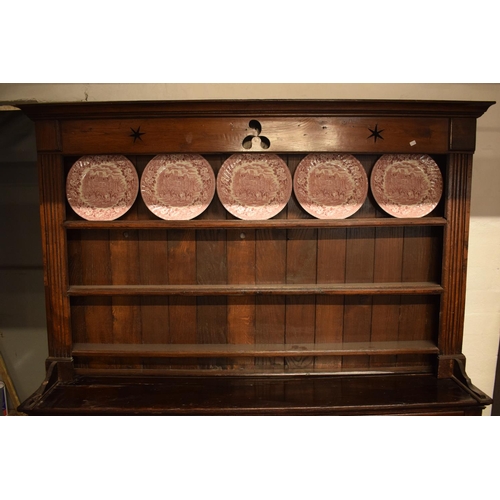 279 - 18th century oak Welsh dresser with 3 draws complete with top