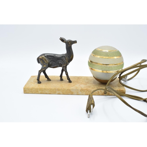 301 - French Art-Deco light on marble base with a deer