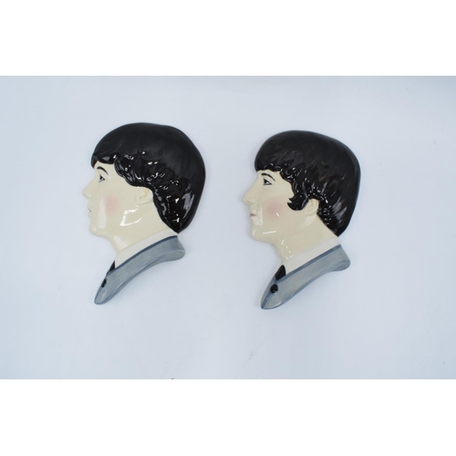 37 - Moorland Pottery Beatles face wall plaques: Lennon and McCartney (2)