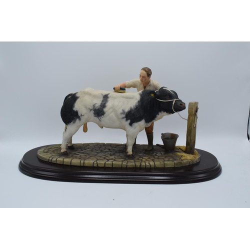 47 - Boxed Country Artists countryside figure of a Belgian Blue- 'The Winning Partnership'