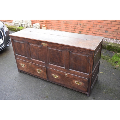 333 - Georgian oak blanket box with 2 drawers and a fold up lid