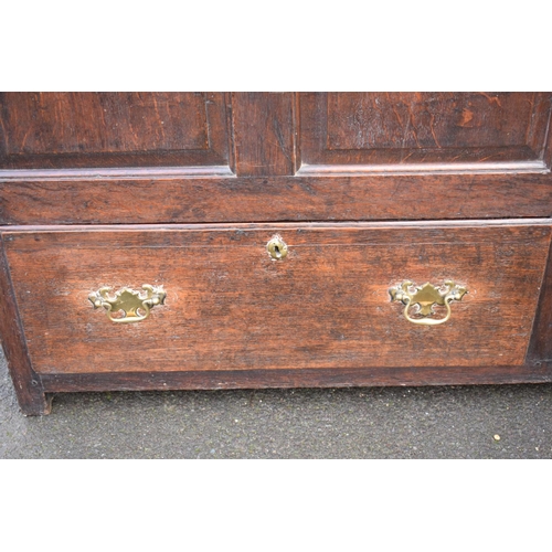 333 - Georgian oak blanket box with 2 drawers and a fold up lid