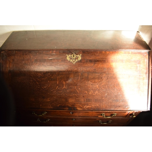 351 - Georgian oak bureau with brass fixtures