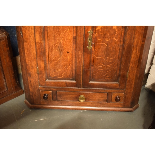 355 - Large Georgian oak corner cabinet with bottom drawer