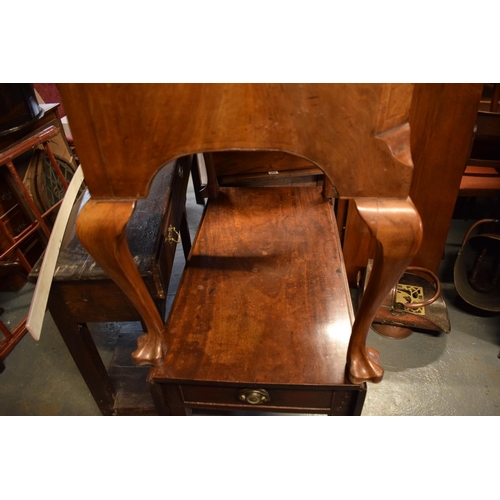 378 - George II walnut lowboy with herringbone stringing and quartered veneers on later cabriole legs