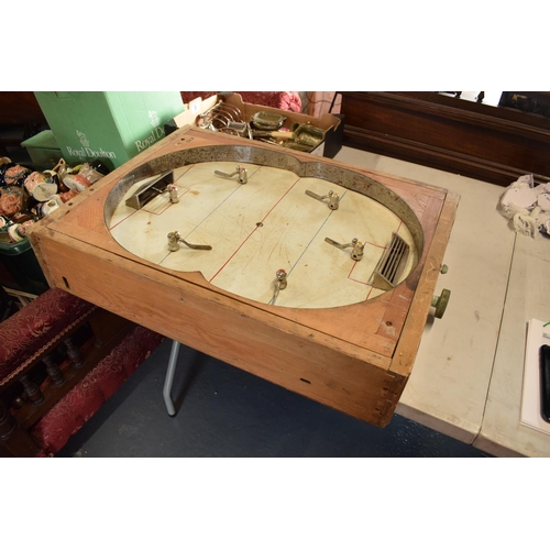 103 - Mid 20th century table top fairground ice hockey/ football game in working order. In working order w... 