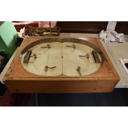 103 - Mid 20th century table top fairground ice hockey/ football game in working order. In working order w... 