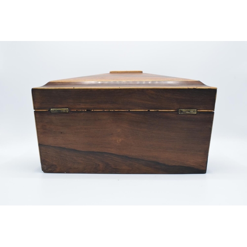 106 - Rosewood tea caddy with boxwood stringing inlay complete with original caddies and an associated mix... 