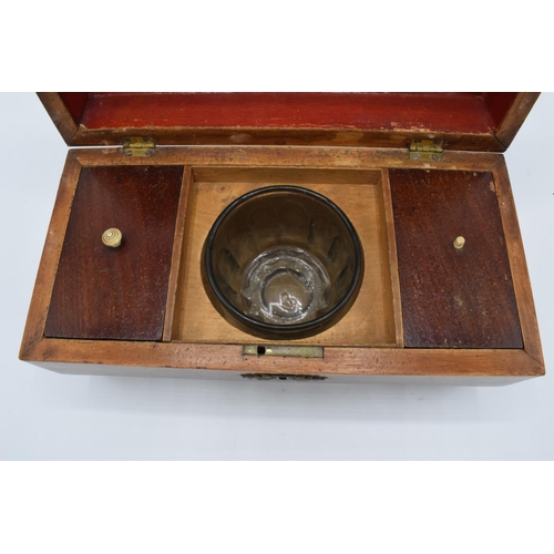 107 - 19th century tea caddy complete with original lids and brass hinges with an associated mixing bowl. ... 