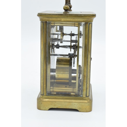 109 - 19th century brass carriage clock with single train movement. Untested condition as no key. Minor ch... 