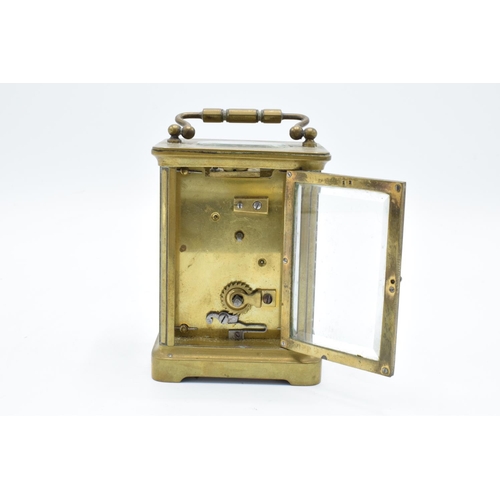 109 - 19th century brass carriage clock with single train movement. Untested condition as no key. Minor ch... 