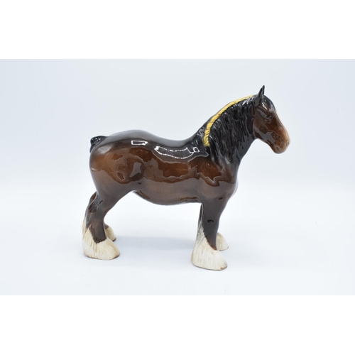 147 - Beswick brown shire horse 818, palomino mare facing right 1991 and brown shire horse foal 1053 (3) I... 