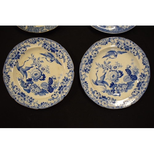 153 - A collection of blue and white plates to include 2 by Wedgwood and 2 by Hicks and Neigh (4) All with... 