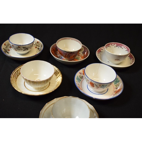 174 - A collection of 19th century tea cups and saucers made by various English potter mainly in the style... 