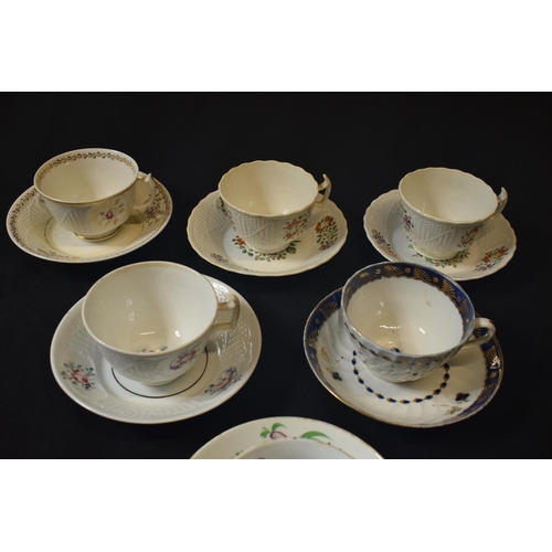 178 - A collection of 19th century tea cups and saucers made by various English potter mainly in the style... 