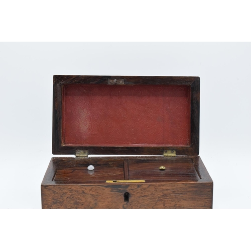 18 - Small rosewood tea caddy with original brass hinges and original lids

one handle has been replaced.... 