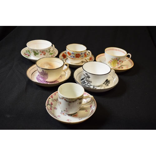 181 - A collection of 19th century tea cups and saucers made by various English potter mainly in the style... 