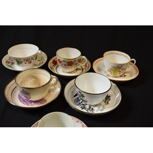 181 - A collection of 19th century tea cups and saucers made by various English potter mainly in the style... 