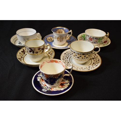 182 - A collection of 19th century tea cups and saucers made by various English potter mainly in the style... 