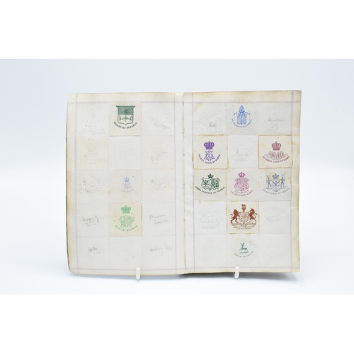 198 - Antique crest book to include crests from: MPs, Royalty and famous figures, hotels, schools, militar... 