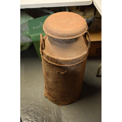 200 - 20th century milk churn 'United Dairies Wholesale LTD'. Badly rusted. Small dent in the side. 72cm t... 