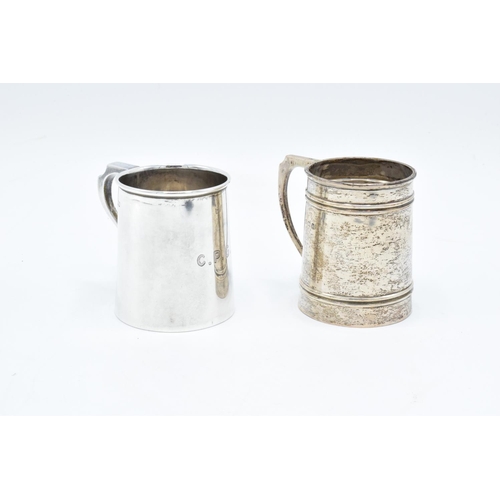 227 - Silver christening mugs: Hallmarked for Sheffield 1917 and Birmingham 1909 (total 124 grams)