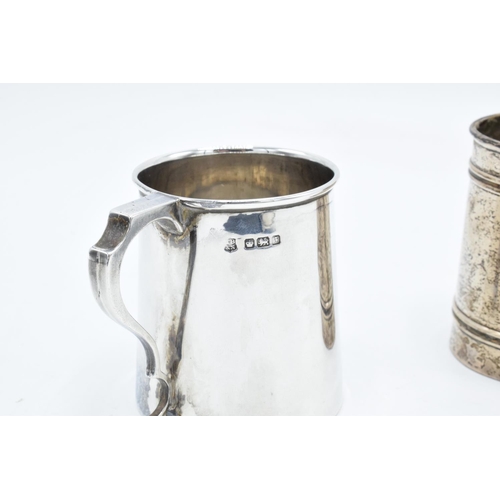 227 - Silver christening mugs: Hallmarked for Sheffield 1917 and Birmingham 1909 (total 124 grams)