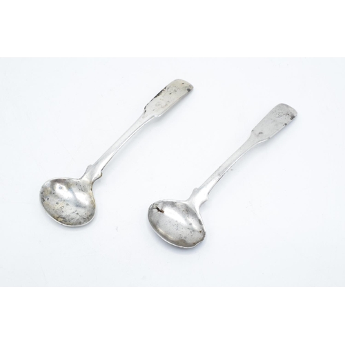 230 - Near pair of Georgian spoons: Scottish hallmark 'Heron' on reverse (2) (11 grams total)