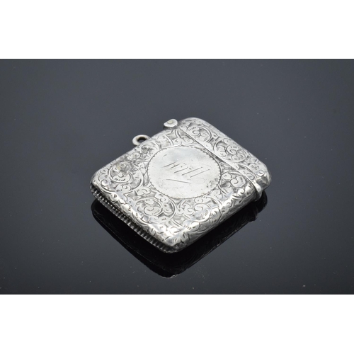 235 - Silver vesta case: Birmingham 1897 (19.7 grams) in good condition with minor issues as expected such... 