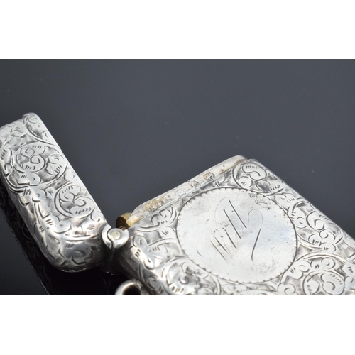 235 - Silver vesta case: Birmingham 1897 (19.7 grams) in good condition with minor issues as expected such... 