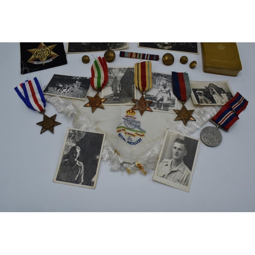 250 - World War 2 Royal Artillery grouping: to include campaign medals (1939-1945 star, Africa star, Italy... 