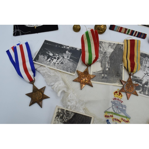 250 - World War 2 Royal Artillery grouping: to include campaign medals (1939-1945 star, Africa star, Italy... 