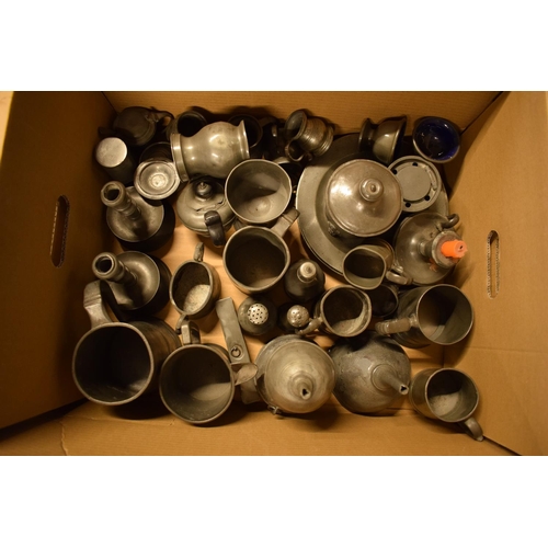 253 - A good collection of mainly 19th century pewter to include: tankards, funnels, goblets, plates etc