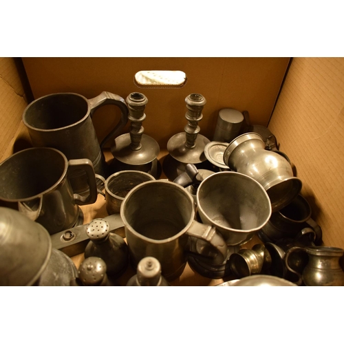 253 - A good collection of mainly 19th century pewter to include: tankards, funnels, goblets, plates etc