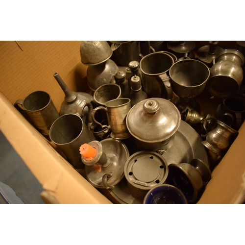 253 - A good collection of mainly 19th century pewter to include: tankards, funnels, goblets, plates etc