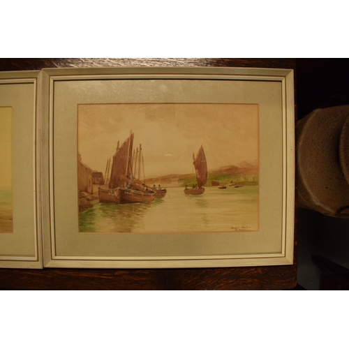 270 - A pair of sea scapes watercolours depicting Largo Bay and Tarbert Lochfyne: signed by D Martin of Gl... 