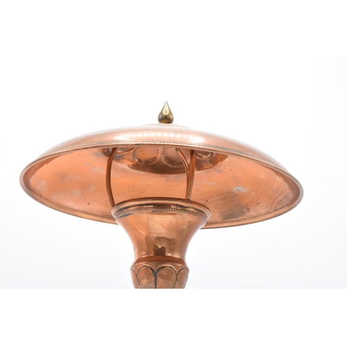 274 - Arts and Crafts copper lamp base converted to electric. Untested. Base is in good condition with som... 