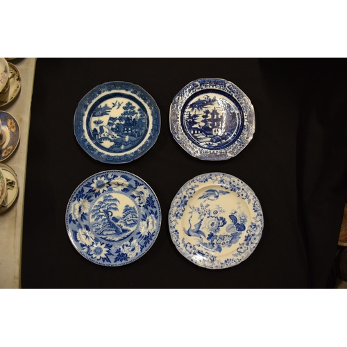 45 - A collection of blue and white plates made by Stone China and Joshua Heath circa 1780s with 2 more u... 