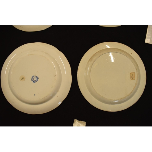 46 - A collection of 19th century blue and white plates to include Spode Gothic Castle x 2 and 2 unmarked... 